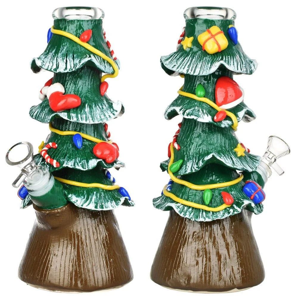 Christmas Tree 3D Painted Beaker Water Pipe | 9.75" | 14mm F - New