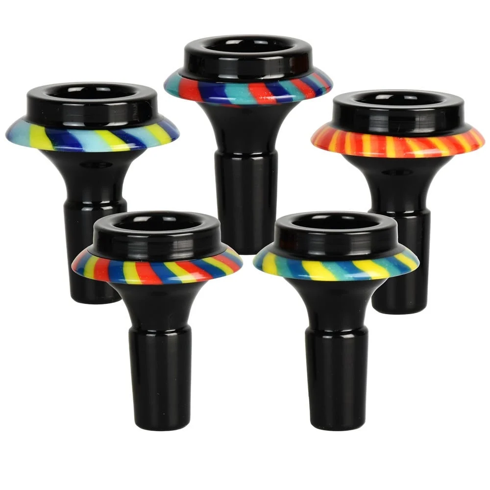 Color Stripe UFO Herb Slide | 14mm M | Assorted Colors | 5ct Bundle - New