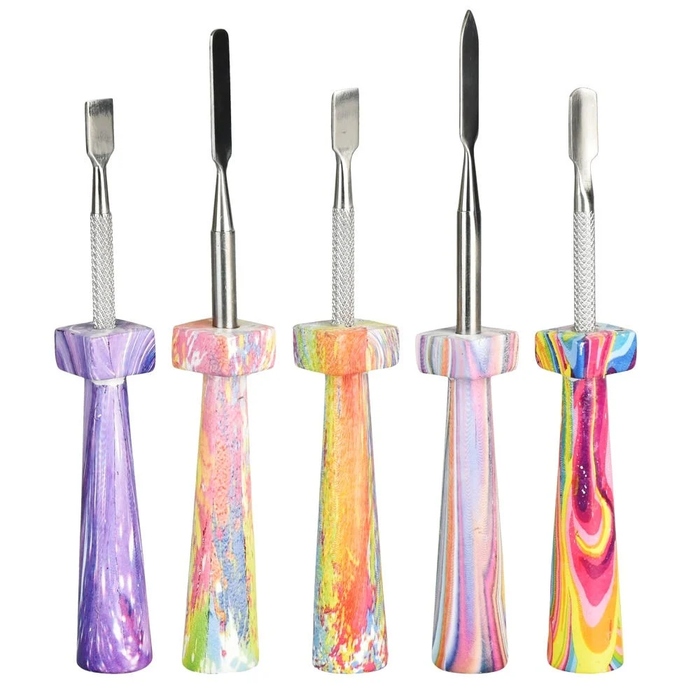 Colorful Resin Handle Stainless Steel Dab Tool | 5" | Assorted Colors | 5ct Bundle - New