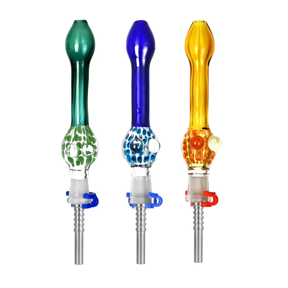 Confetti Bubble Glass Dab Straw | Titanium Tip | 5" | Colors Vary - New