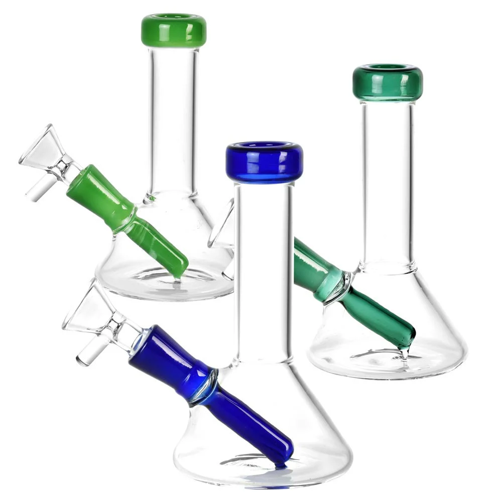 Mini Conical Base Glass Beaker Water Pipe | 5.25" | 14mm F | Colors Vary - New
