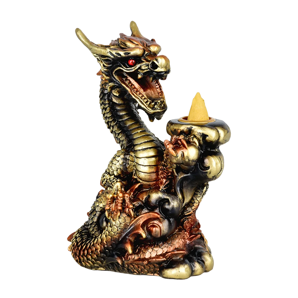 Copper Dragon Backflow Cone Incense Burner | 6" - New