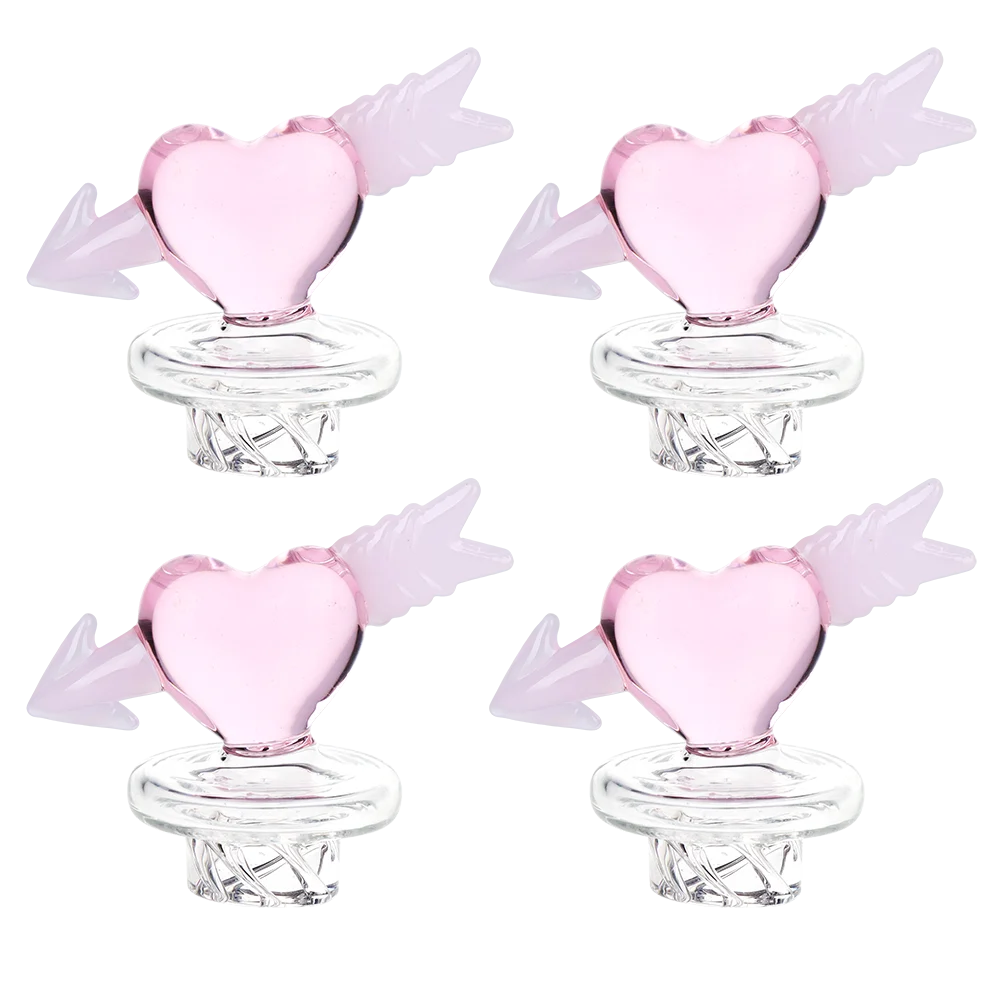 Cupid Heart Glass Carb Cap | 30mm | 4ct Bundle - New
