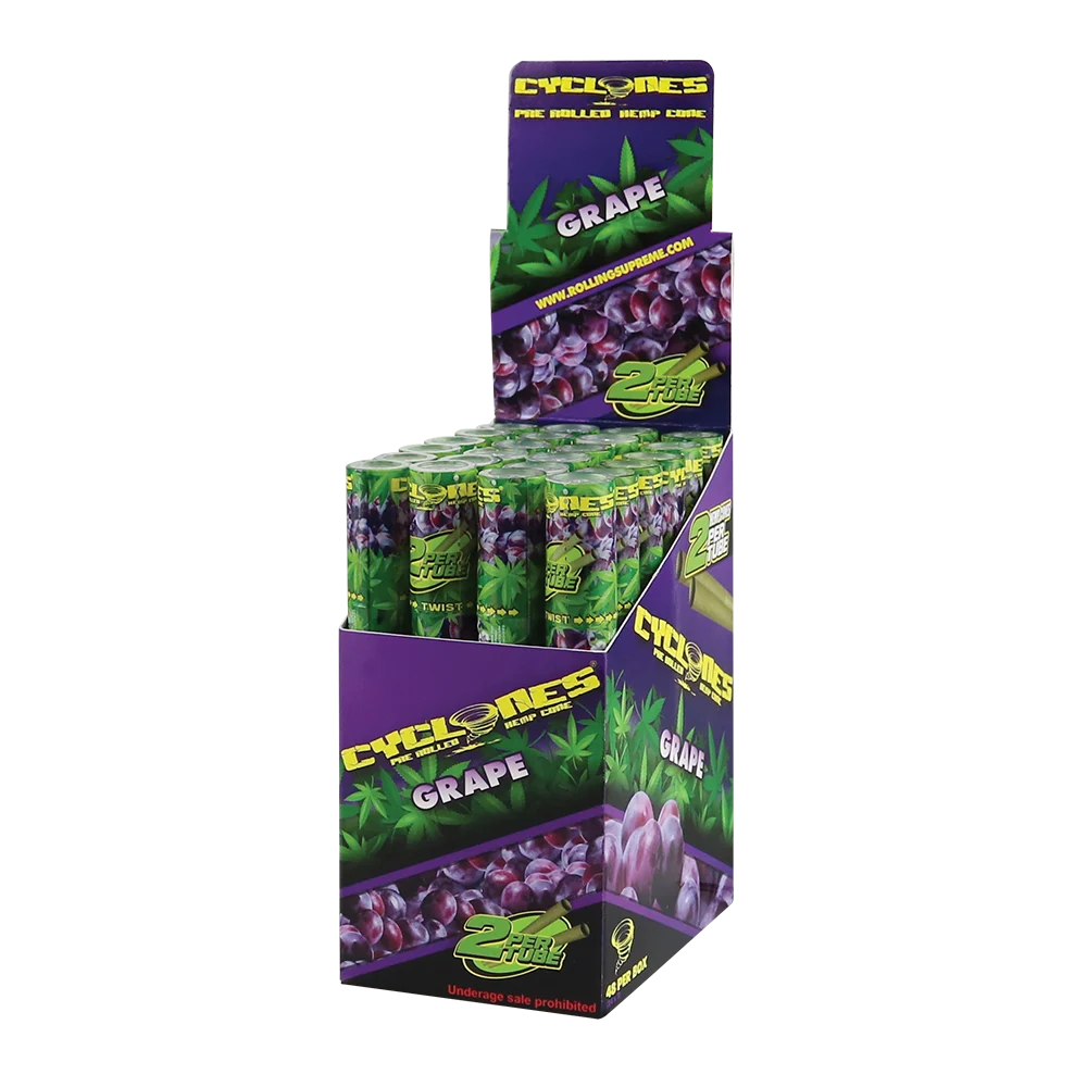 Cyclones Hemp Cone | Grape | 2pc | 24pk Display - New