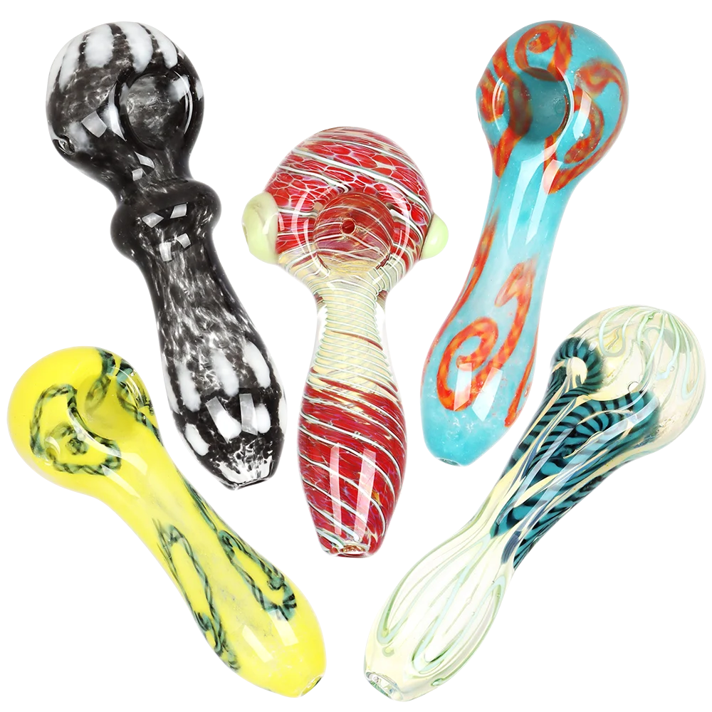 Deluxe Glass Spoon Pipe | 4" | Assorted Colors & Styles | 20ct Bundle - New