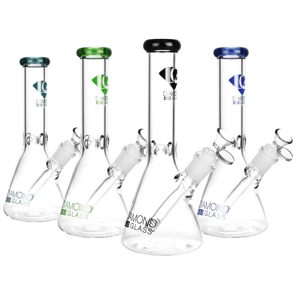 Diamond Glass Gold Clone Water Pipe | 10" | 14mm F | Colors Vary - New