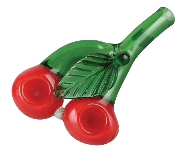 Cherries Double Bowl Glass Hand Pipe | 5.5" - New