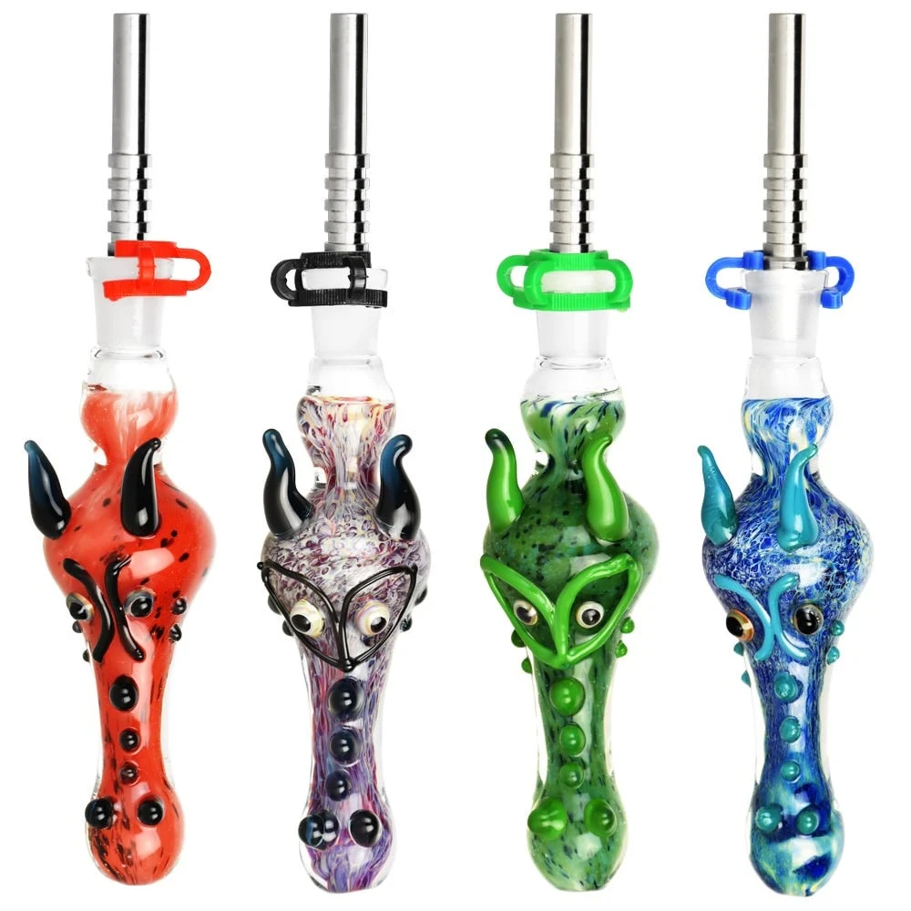 Dragon Snout Glass Dab Straw | Titanium Tip | 4.5" | Colors Vary - New