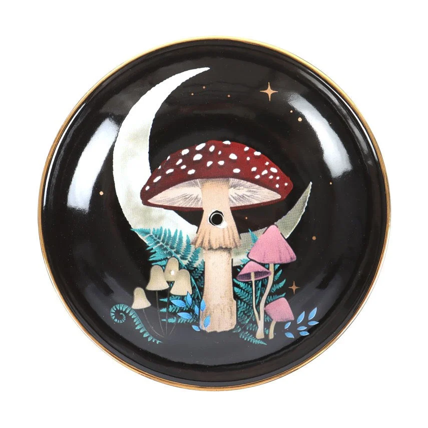 Dark Forest Mushroom Moonscape Incense Dish - Pacific Trading