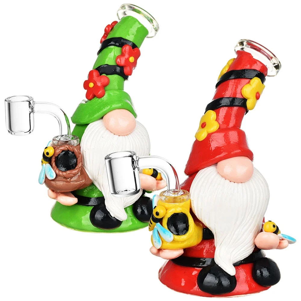 Flower Gnome Glass & Enamel Dab Rig | 7" | 14mm F - New