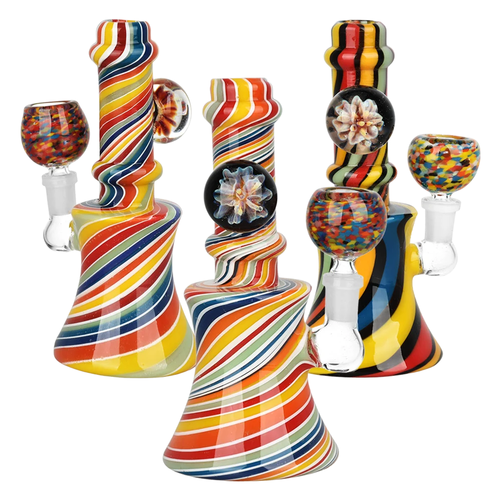 Flowering Spirals Glass Water Pipe | 5.5" | 10mm F | Colors Vary - New