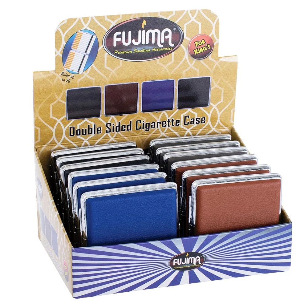 Fujima Faux Leather Double-Sided Cig Case | King Size | Assorted Colors | 12ct Display