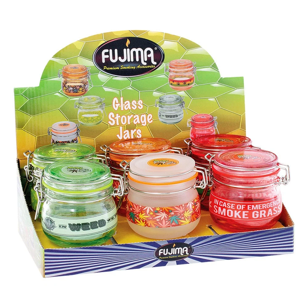 Fujima Dank Tank Latch Lid Glass Storage Jar | Herbal Edibles Assortment | 150mL | 6ct Display - New