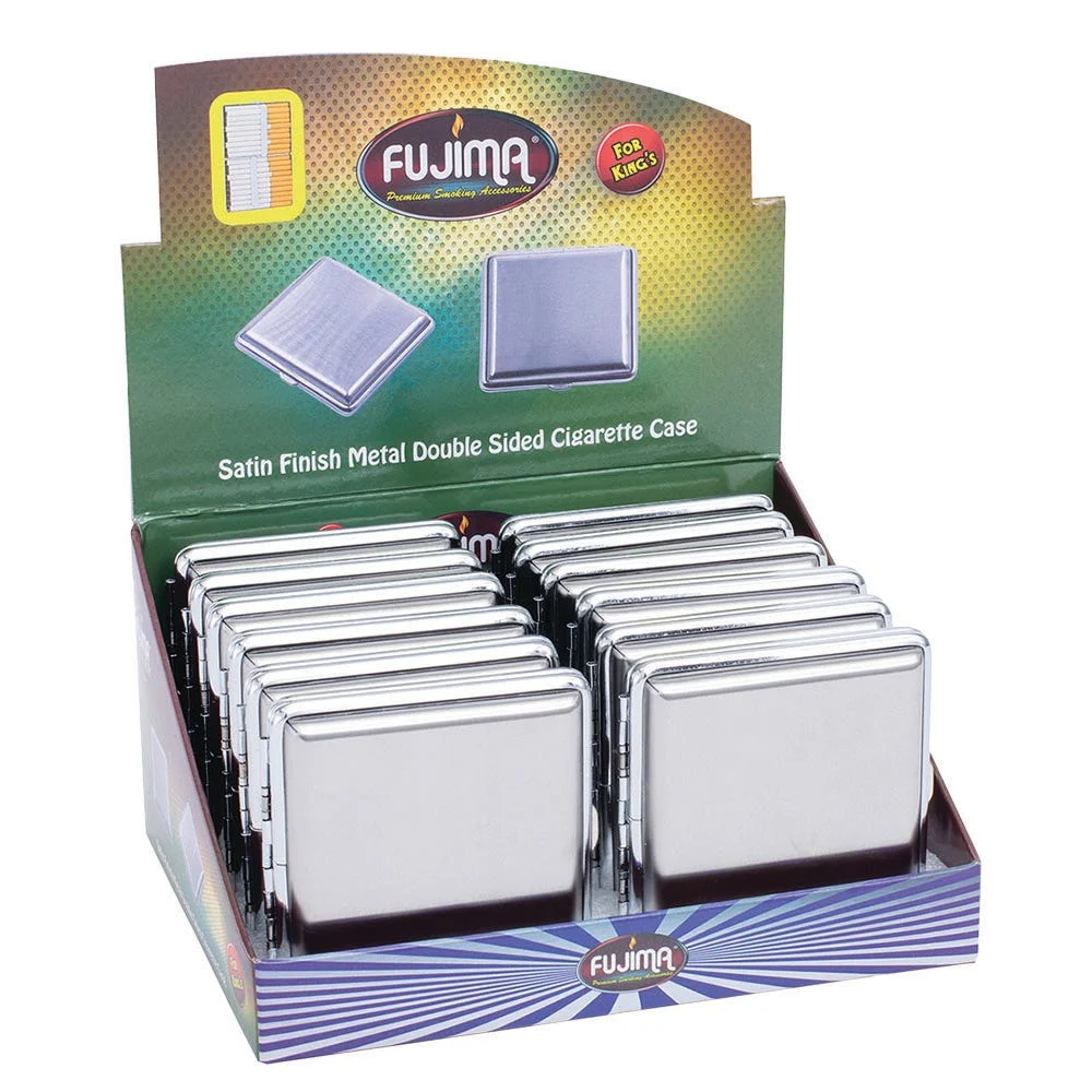 Fujima Satin Metal Finish Double-Sided Cig Case | King Size | 12ct Display