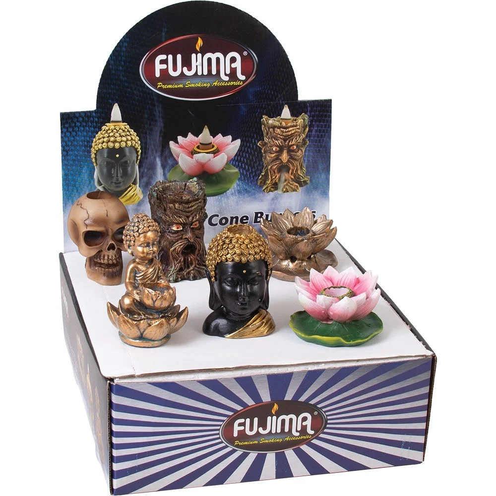Fujima Mini Backflow Incense Burner | Assorted Styles | 6ct Display | Powers That Be - New