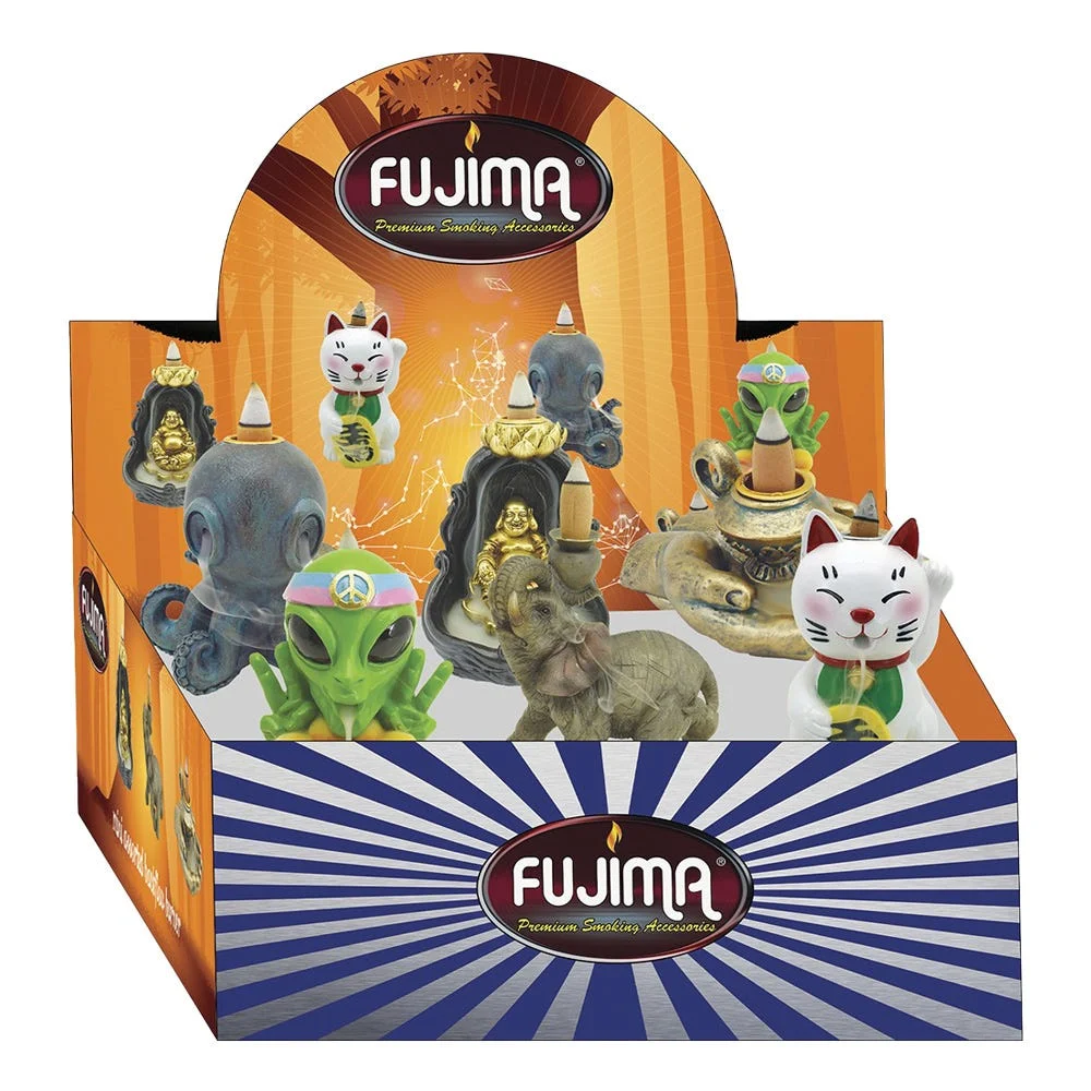 Fujima Mini Backflow Incense Burner | Assorted Styles | 6ct Display | Peace & Luck - New