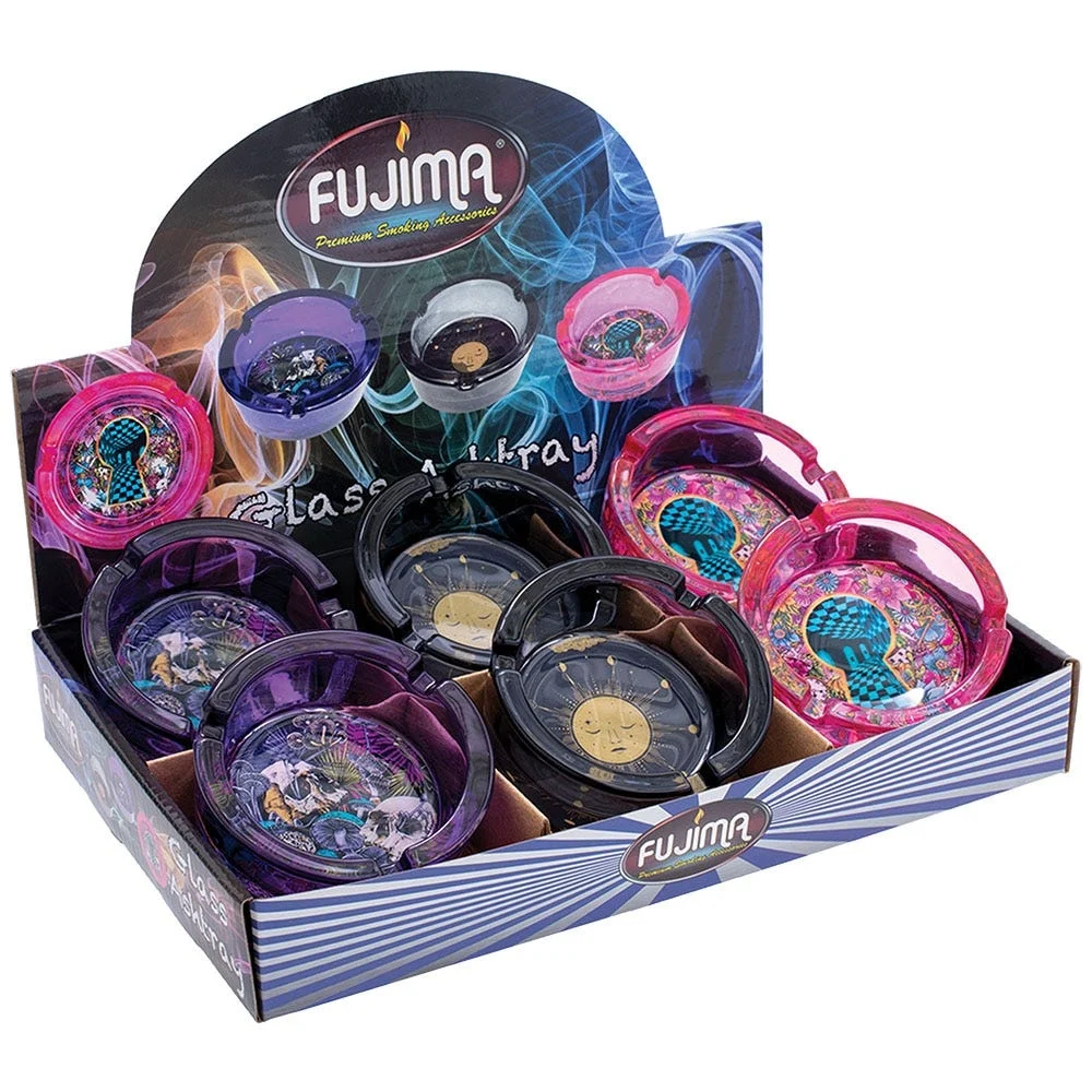 Fujima Psychic Depths Glass Ashtray | 3.5" | Assorted Designs | 6ct Display - New