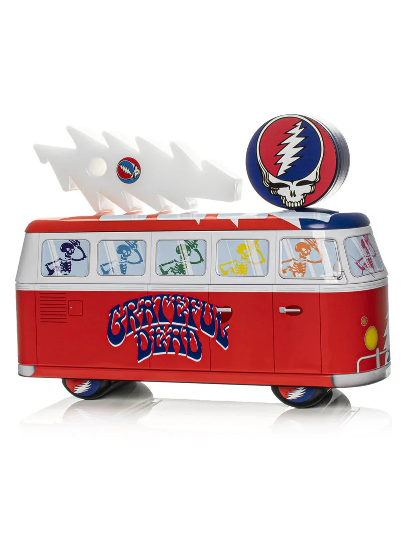 Grateful Dead x Gear Premium 6" Lightning Bolt Hand Pipe & Grinder Set with Collectable Bus Tin - West Coast Gifts USA, Inc