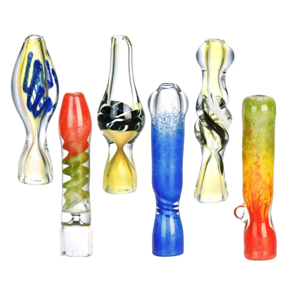 Frit & Swirl Glass Chillums | 3" to 3.5" | Assorted Styles & Colors | 30ct Bundle - New
