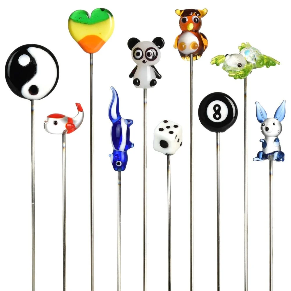 Glass Hairpin Poker Tool | 5" | Assorted Designs | 50ct Bundle - New