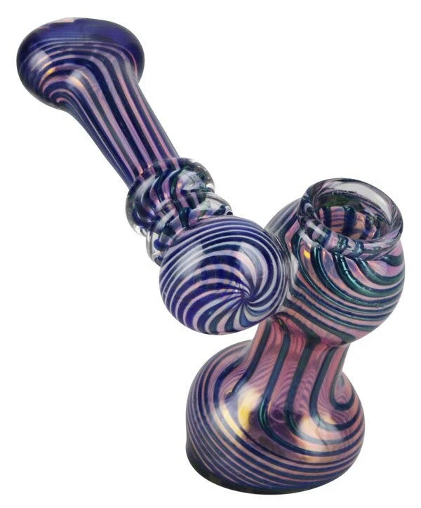 Hypnotic Swirl Gold Fumed Glass Sidecar Bubbler | 3.5" - New