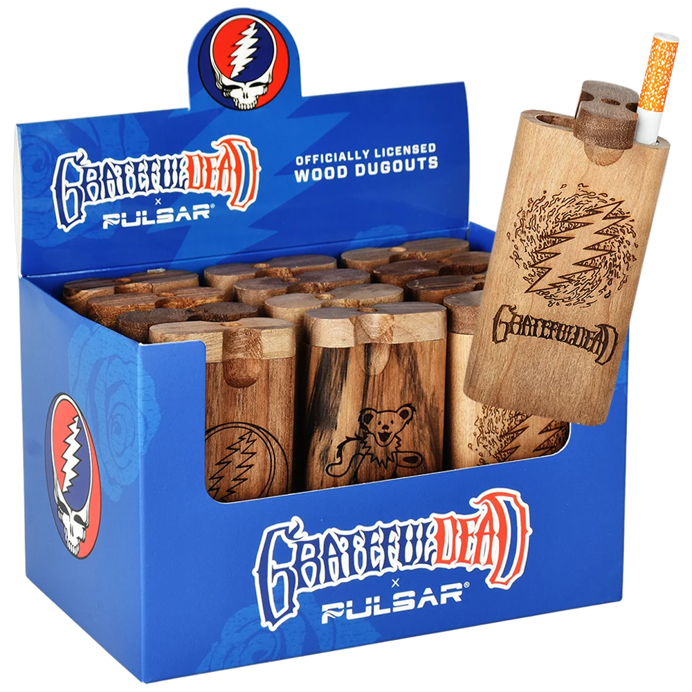 Grateful Dead x Pulsar Engraved Twist Top Wood Dugout | 4" | Assorted Designs | 12ct Display - New