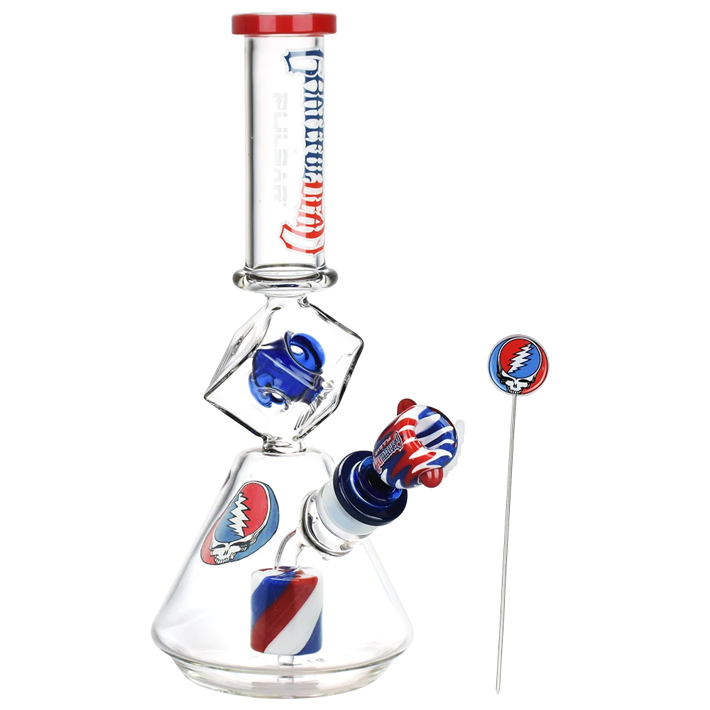 Grateful Dead x Pulsar Inception Cube Glass Beaker Water Pipe | 12.75" | 14mm F - New