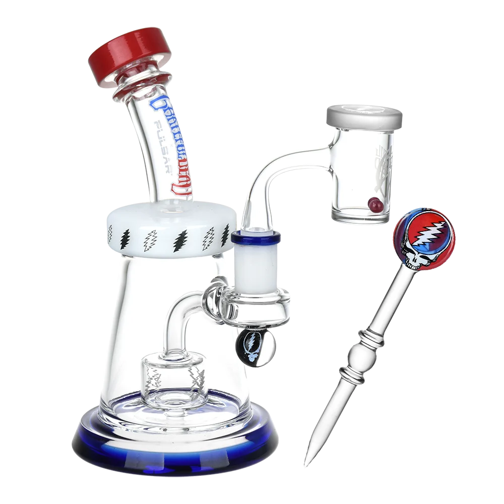 Grateful Dead x Pulsar Lightning Bell Glass Dab Rig Set | 7.5" | 14mm F - New