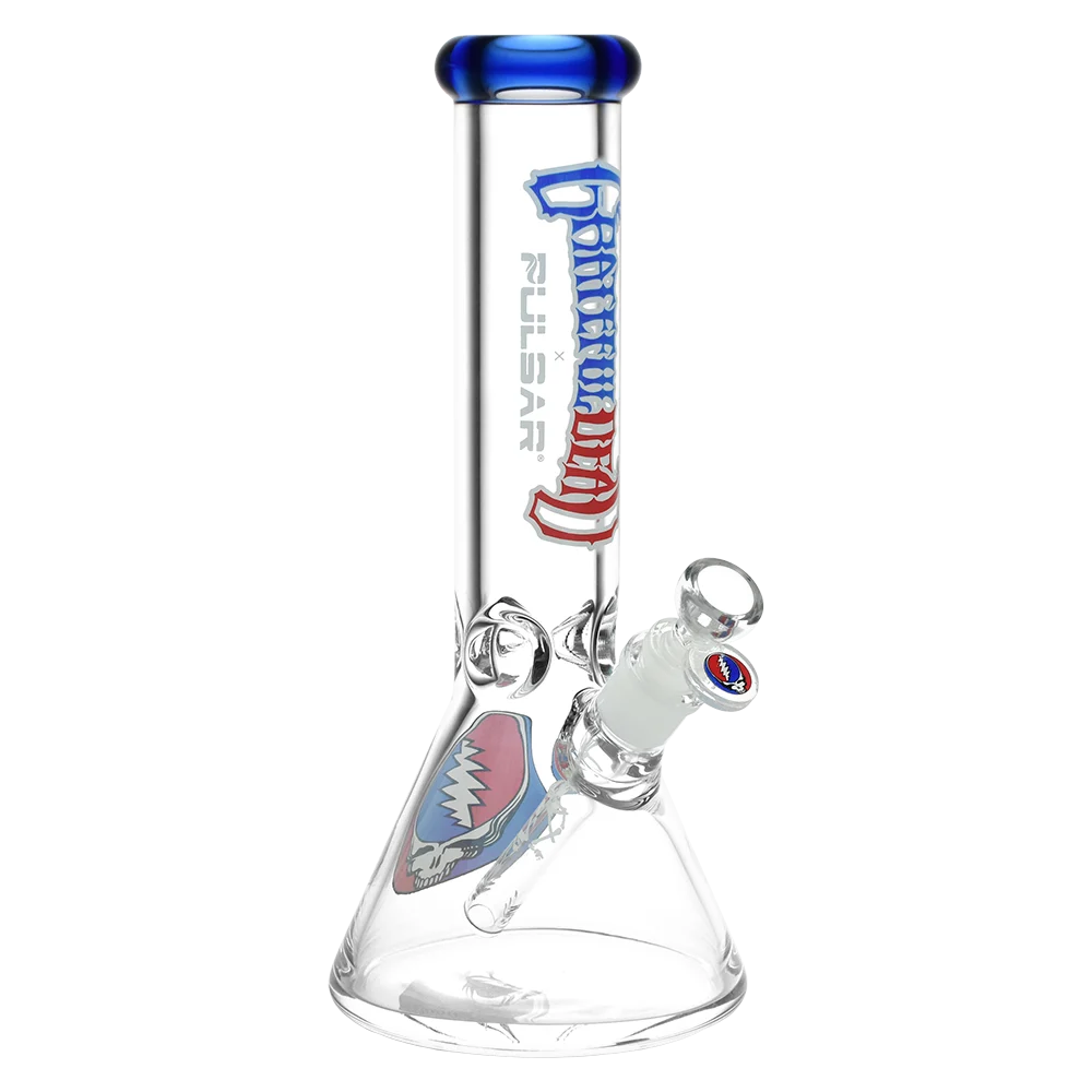 Grateful Dead x Pulsar Steal Your Face Beaker Glass Water Pipe | 11.75" | 14mm F - New