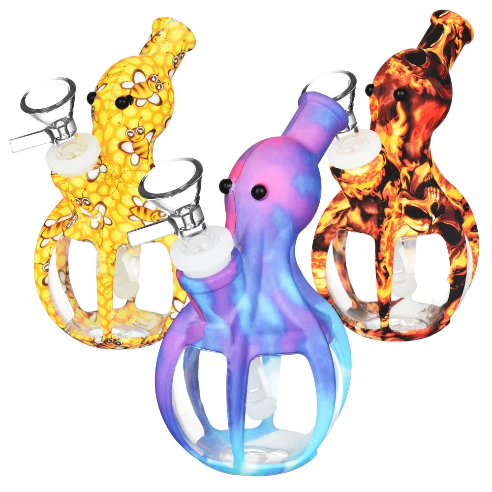 Guardian Octopus Silicone & Glass Water Pipe | 5.5" | 14mm F | Designs Vary - New