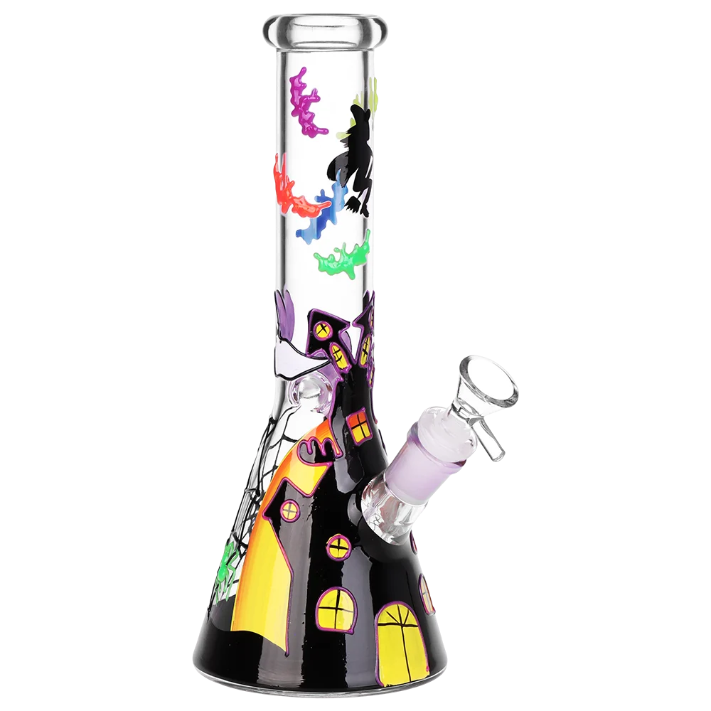 Haunted House Glow Beaker Glass Water Pipe | 10" | 14mm F - New