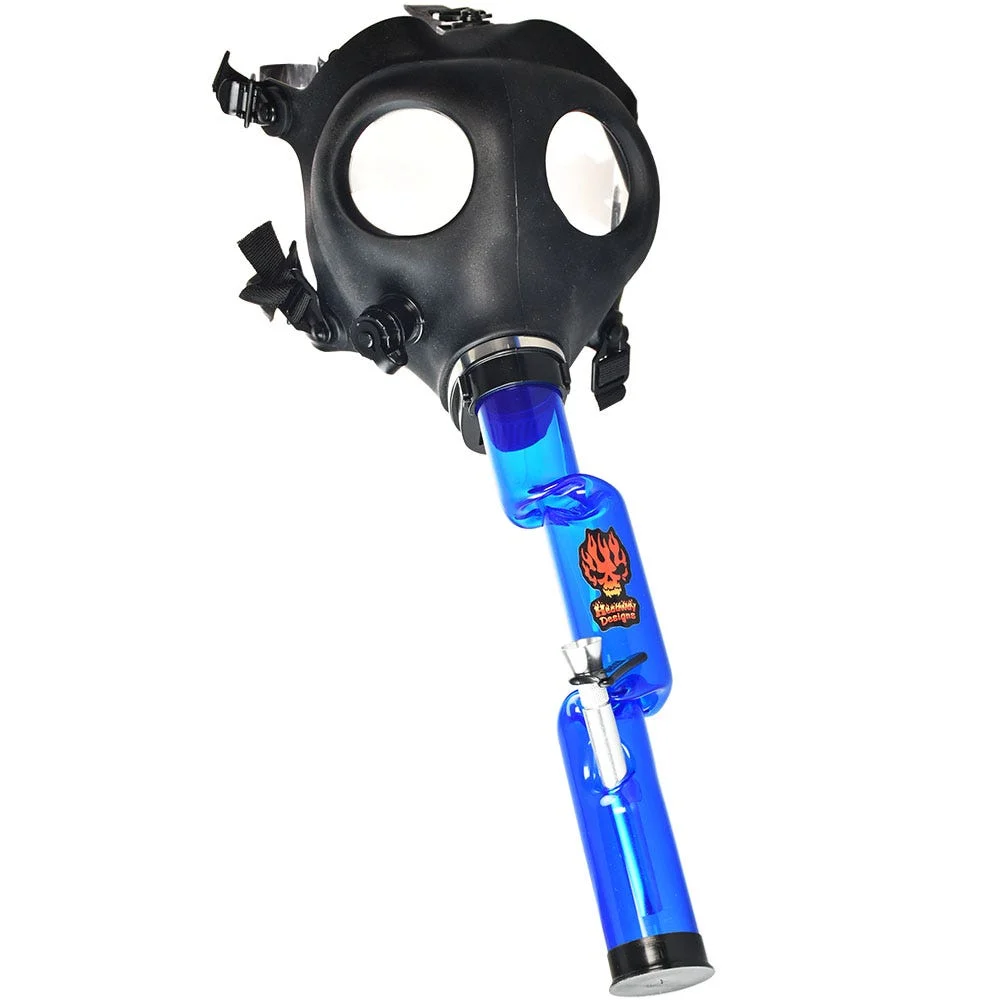 Headway Gas Mask & Acrylic Water Pipe Combo | 9" to 13" | Styles & Colors Vary - New
