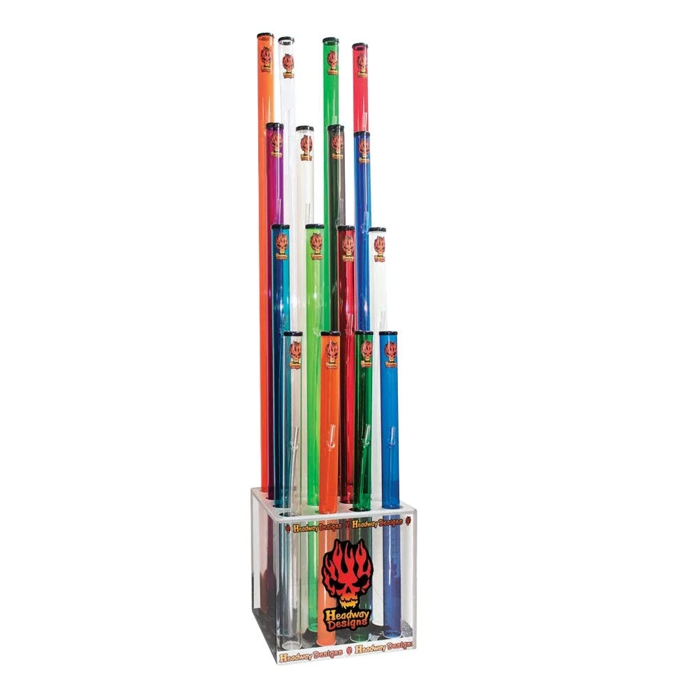 Headway Solo Straight Tube Acrylic Pipes | Assorted | 16ct Display - New