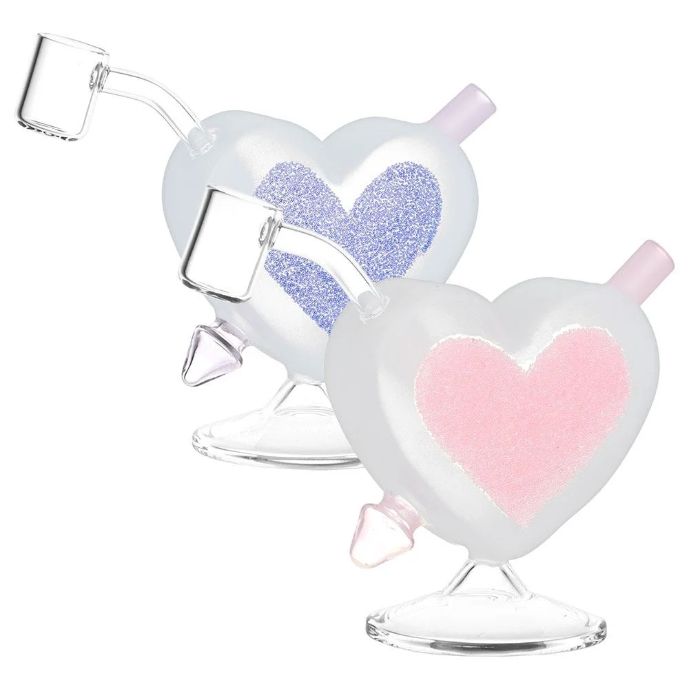 Heart Sparkles Glass Mini Rig | 4.5" | 10mm F | Colors Vary - New