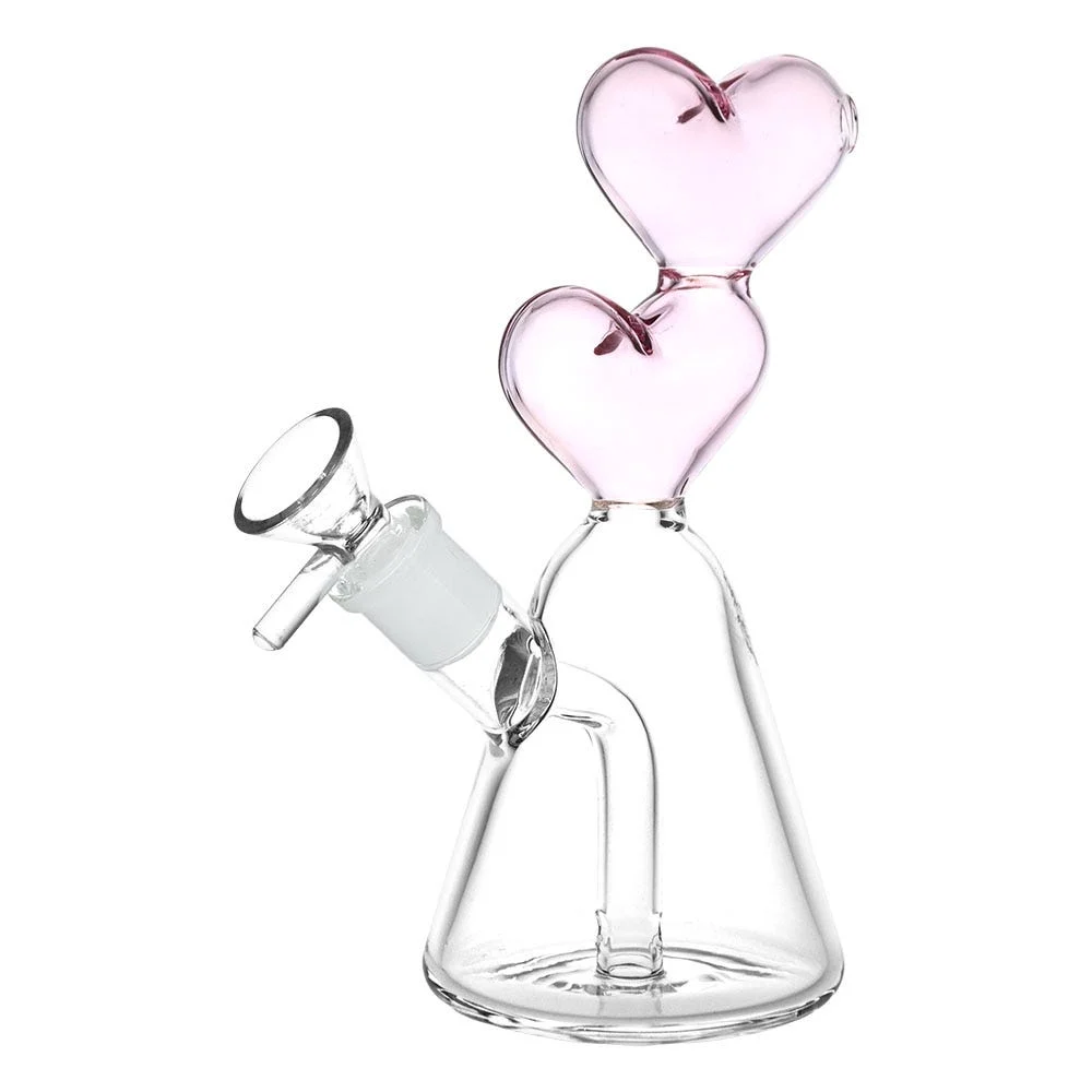 Hearts Converge Glass Water Pipe | 6.75" | 14mm F - New
