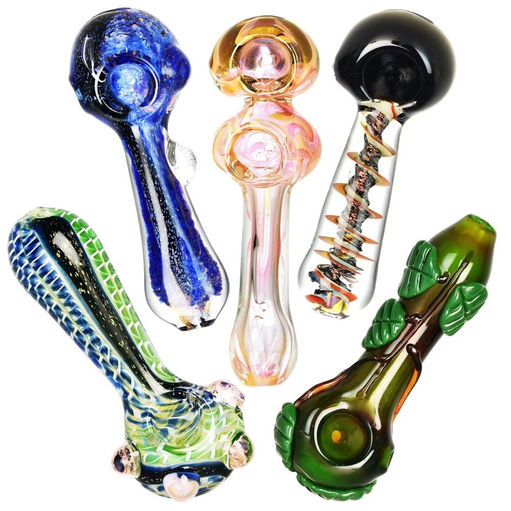 Heavy Worked Glass Spoon Pipe | 4" to 5" | Assortment A | 20ct Bundle - New