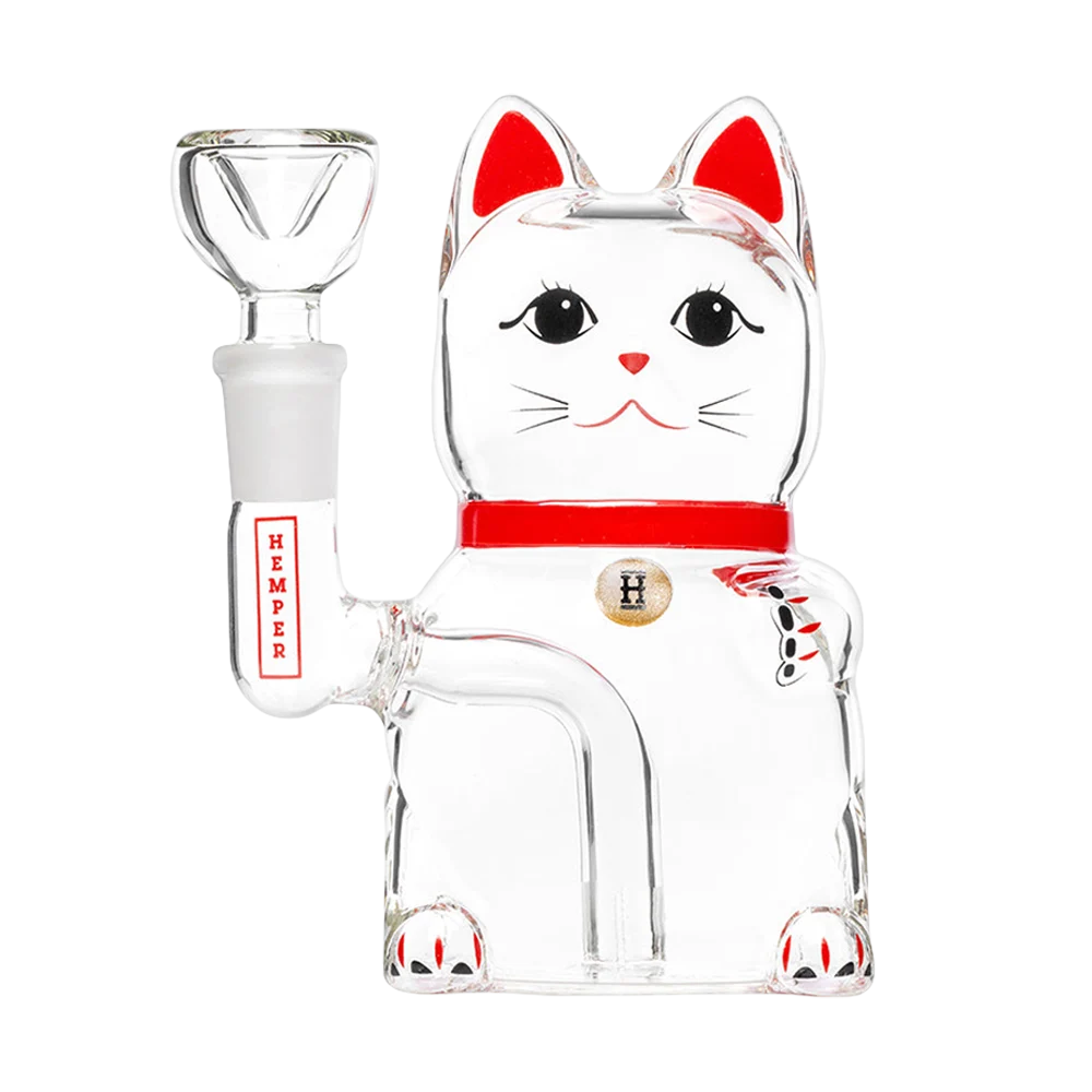 Hemper Lucky Money Cat Glass Water Pipe | 5" | 14mm F - New