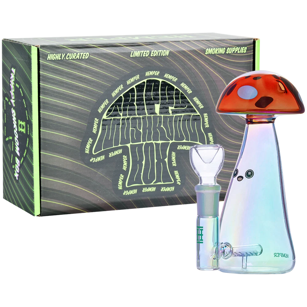 Hemper Trippy Shroom Glass Water Pipe | 5.75" | 14mm F - New