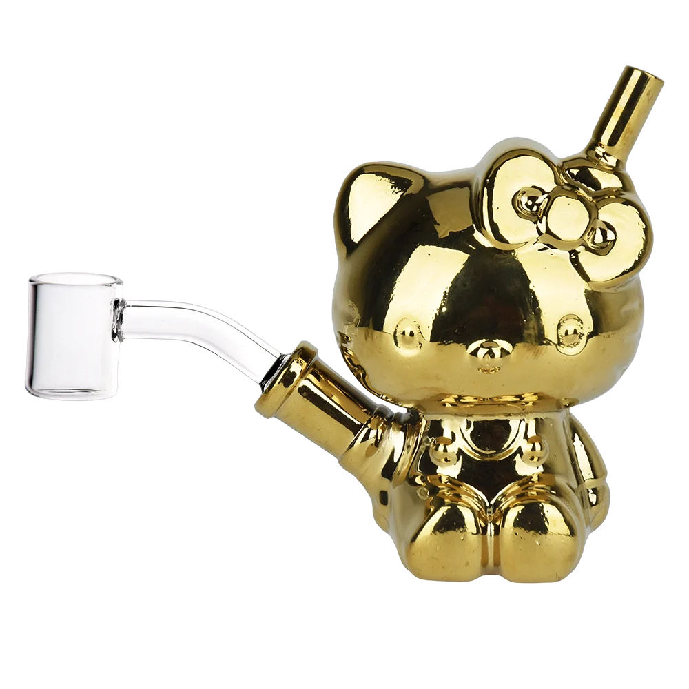 Hey There, Cat Electroplated Glass Dab Rig | 4.5" | 14mm F - New