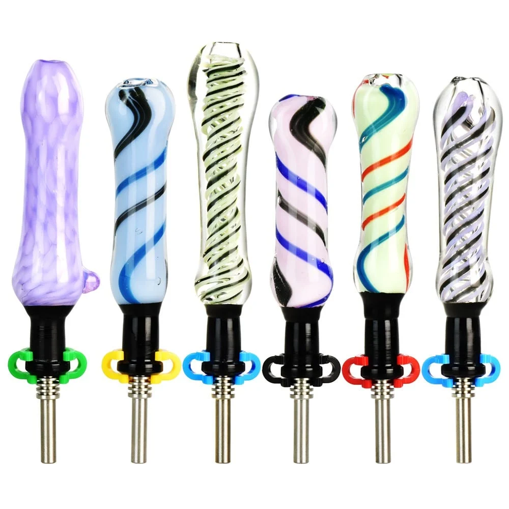 High End Color Glass Dab Straw | 5" to 6" | Assorted Styles | 20ct Bundle - New