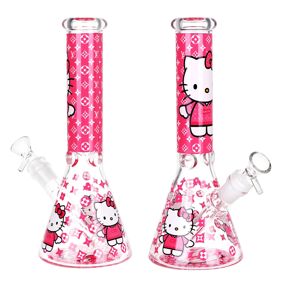 High Fashion Kitty Beaker Glass Water Pipe | 10" | 14mm F - New
