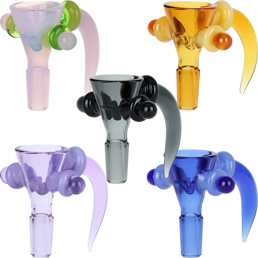 Hilt & Dagger Horn Handle Built-in Screen Herb Slide | 14mm M | Assorted Colors | 5ct Bundle