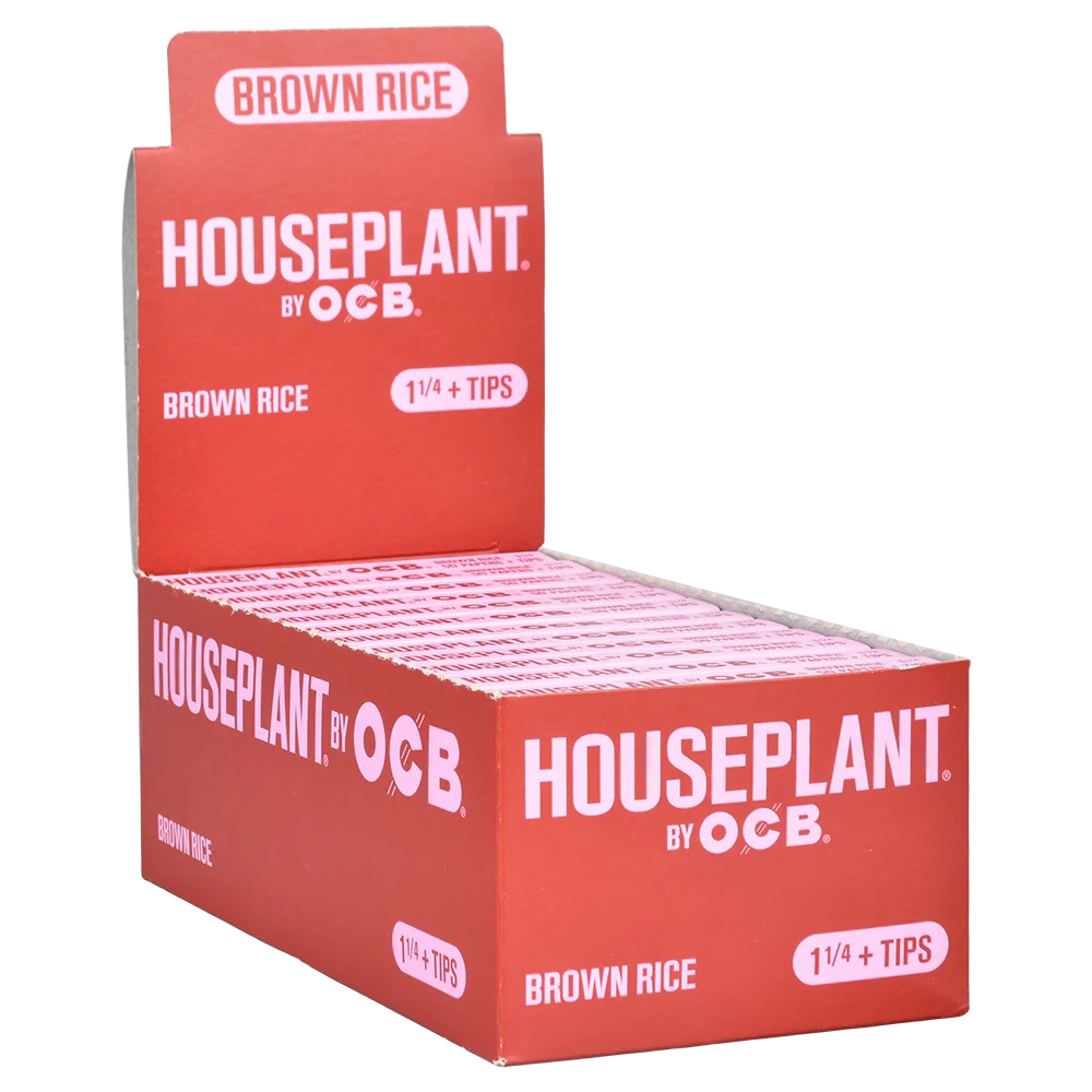 Houseplant by OCB Brown Rice Rolling Papers & Tips | 1 1/4 | 50pc | 24pk Display - New