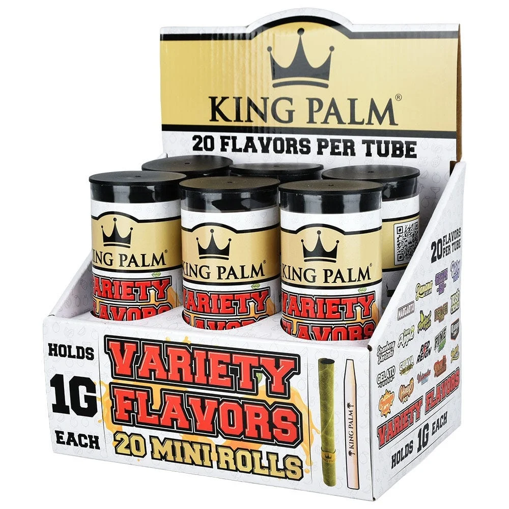 King Palm Hand-Rolled Leaf Wraps | 20pc | Mini | Assorted Flavors | 6pk Display