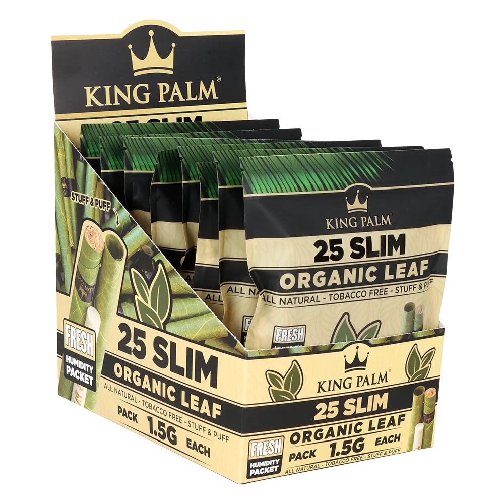 King Palm Hand-Rolled Leaf Wraps | Slim | 25pc | 8pk Display