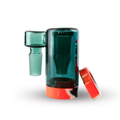Green Reclaim Catcher: 14mm Male 90 Degree Pipe Joint to 14mm Female Banger Joint - VapeBrat