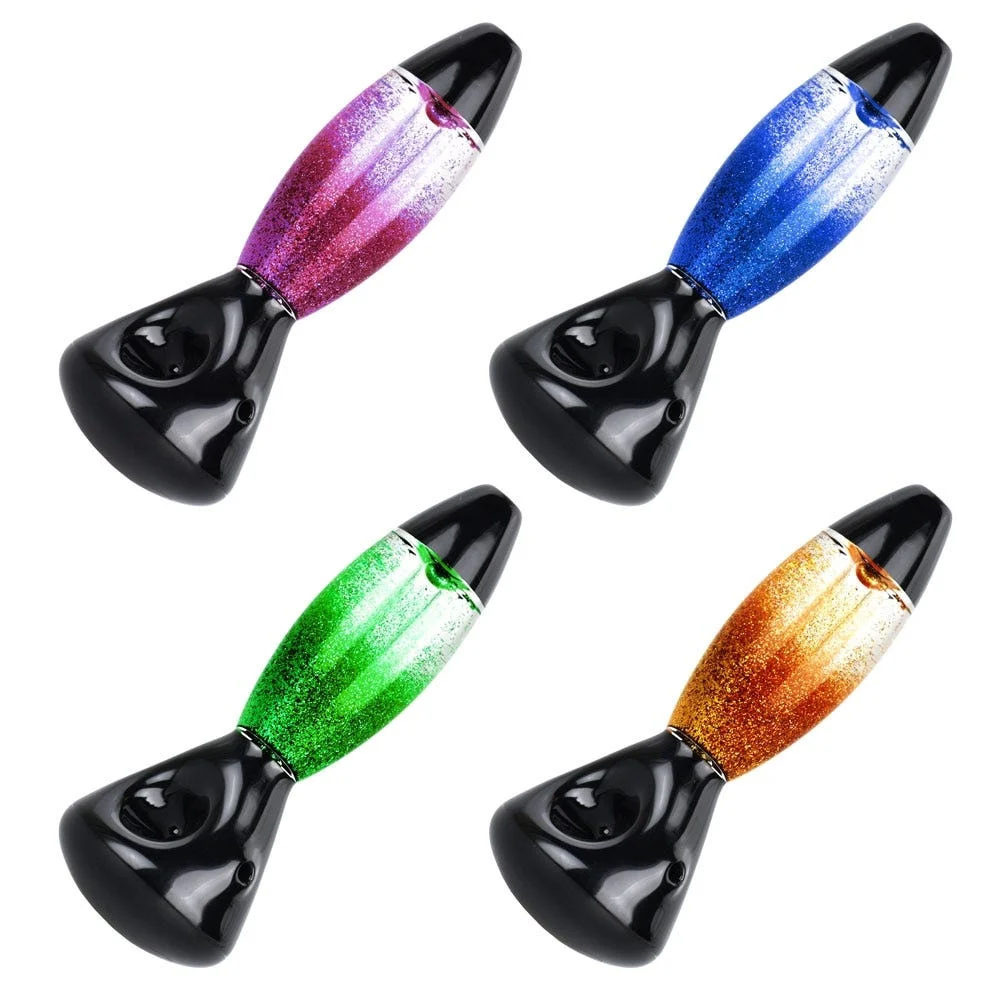 Lava Lamp Glitter Glycerin Glass Hand Pipe | 4.5" | Colors Vary - New