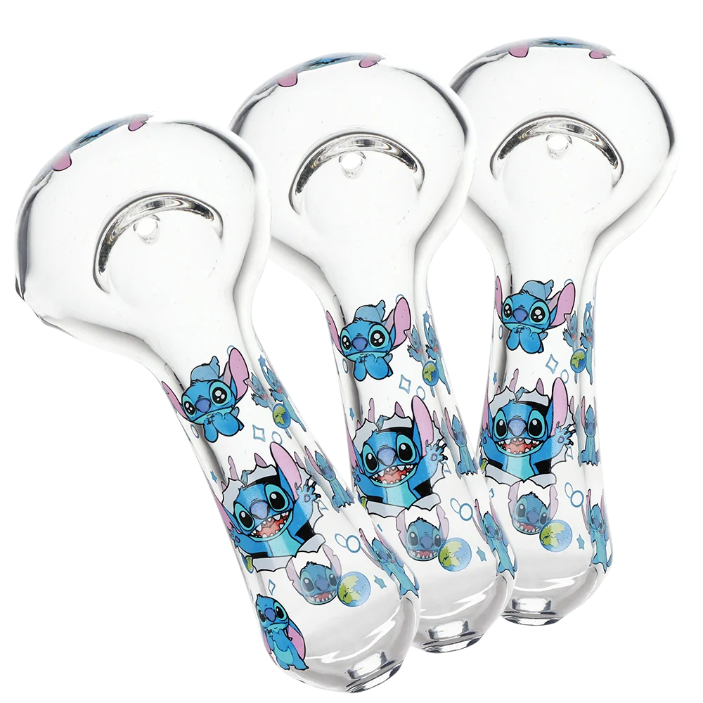 Little Blue Creature Glass Spoon Pipe | 4.5" | 3ct Bundle - New