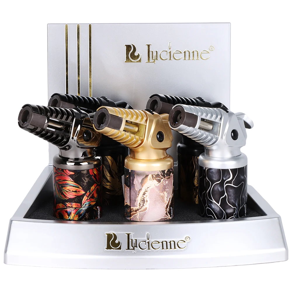 Lucienne Fashionista Single Flame Mini Torch Lighter | 4.75" | Assorted Designs | 5ct Display - New