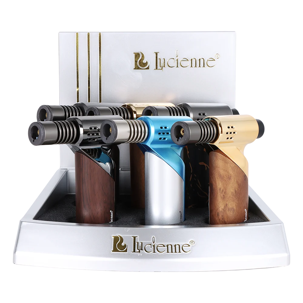 Lucienne Nostalgia Single Flame Torch Lighter | 4.75" | Assorted Designs | 6ct Display - New